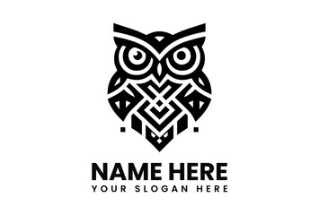 Stylized black silhouette of a wise owl with prominent eyes and sharp features, ideal for educational or nature themes. Animal concept