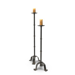 Medieval candle stands isolated on transparent background