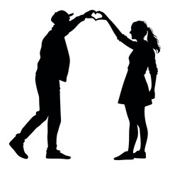 Silhouette of a Couple with Love – Romantic Vector Art & Heartfelt Design