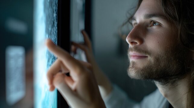 A visitor interacting with a hightech art frame that scans a QR code for realtime verification of NFT details showcasing a seamless connection between physical art and digital ownership.