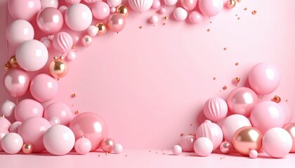 Celebratory balloon decor home party digital background pink theme close-up view festive ambiance