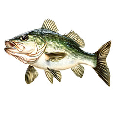 Fototapeta premium Freshwater Fishing, Father's Day, Fish Clipart, Bass Fishing, Fly Fishing isolated on a white background