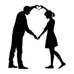 Silhouette of a Couple with Love – Romantic Vector Art & Heartfelt Design