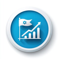 A digital analytics chart depicting an upward trend in business performance and strategic planning for continued growth and success
