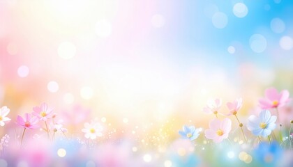 Obraz premium Blooming flowers in a sunlit meadow nature scene colorful background spring environment relaxing viewpoint