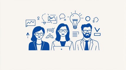 A diverse group of business professionals collaborating and brainstorming to develop innovative strategies and solutions for their organization