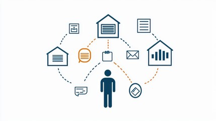 An depicting the interconnected nature of various business technology tools and communication platforms enabling efficient data management and organizational productivity