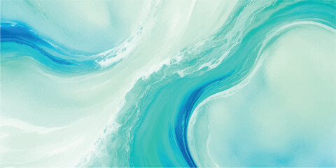 A serene watercolor ocean landscape with pastel blue and green abstract waves. Ideal for art prints, website headers, and peaceful branding.
