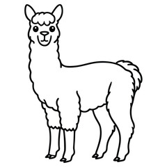 Alpaca line art silhouette elegant vector illustration