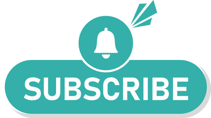 Flat style "Subscribe" button with bell icon and notification alert, ideal for videos, blogs, websites, and call-to-action UI elements.