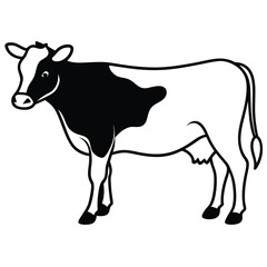 Simple cow line art silhouette illustration