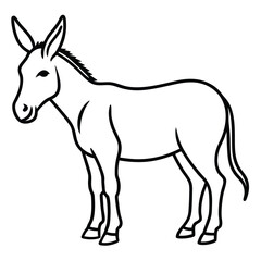 Simple donkey silhouette line art illustration