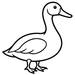 Simple line art silhouette of a duck