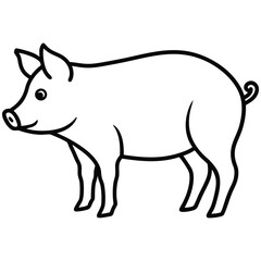 Simple pig line art silhouette vector illustration