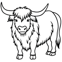 Yak silhouette line art elegant vector illustration