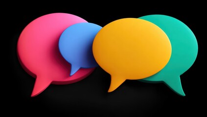 Colorful speech bubbles clustered on dark background