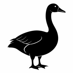 Goose Silhouette Vector Illustration on White Background for Graphic Design and Creative Projects Featuring a Simple Animal Outline