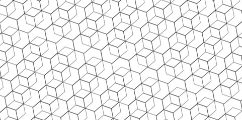 Seamless pattern with hexagon square cube geometric pattern shapes grid metal element texture design. abstract tiles gradient science web tech connection triangle diamond honeycomb.