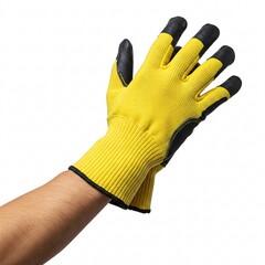 A pair of durable, cut-resistant gloves, designed for gardening or industrial work,