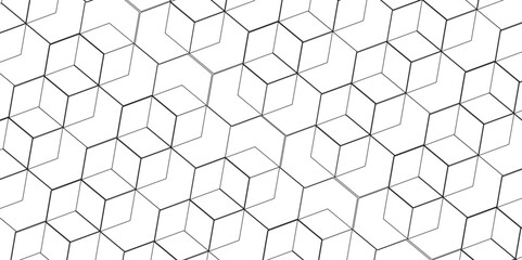 Seamless pattern with hexagon square cube geometric pattern shapes grid metal element texture design. abstract tiles gradient science web tech connection triangle diamond honeycomb.