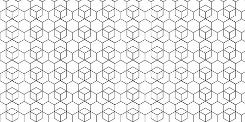 Seamless pattern with hexagon square cube geometric pattern shapes grid metal element texture design. abstract tiles gradient science web tech connection triangle diamond honeycomb.