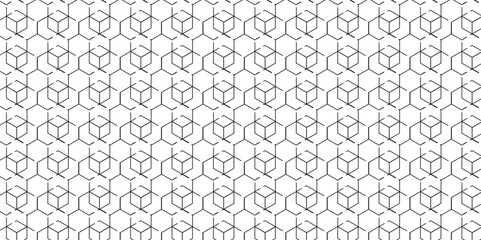 Seamless pattern with hexagon square cube geometric pattern shapes grid metal element texture design. abstract tiles gradient science web tech connection triangle diamond honeycomb.