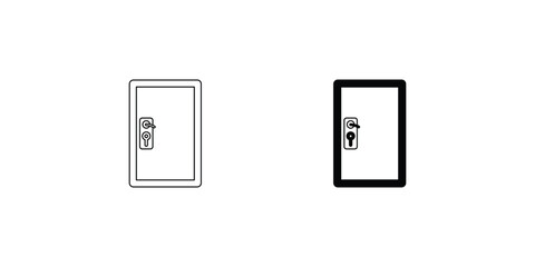 door lock set icon with white background vector stock illustration