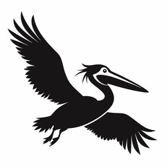 Pelican in Flight Silhouette on White Background a simple vector illustration of a bird soaring through the air isolated graphic