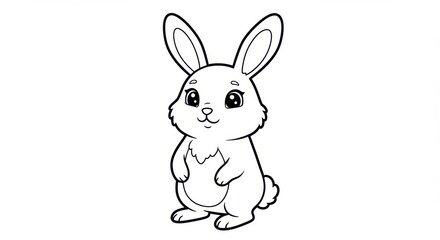 Obraz premium Cartoon Rabbit with Long Ears and Chubby Body