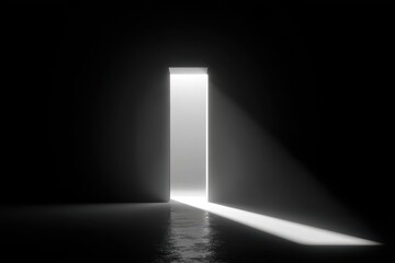 A dark room with a bright doorway