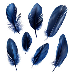 Deep Blue Feathers Abstract Art Dreamlike Flight