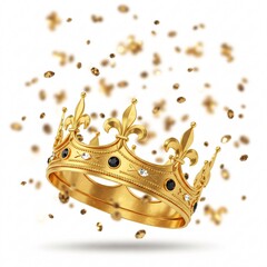 A lavish golden crown with precious stones and exquisite decor