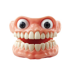 fun plastic teeth with eyes isolated on a white background