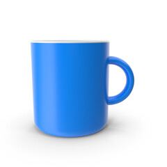 Glossy Blue Coffee Mug Isolated on Transparent Background