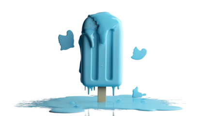  melting popsicle, summer viral concept, white background, PNG