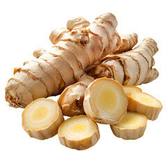 Galangal, a Thai herb, is used in cooking Tom Yum Kung and various curries for health. isolated on a white backgroun