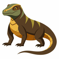 Detailed Vector Illustration of a Komodo Dragon on a Clean White Background Featuring Realistic Scales and Anatomical Accuracy for Educational