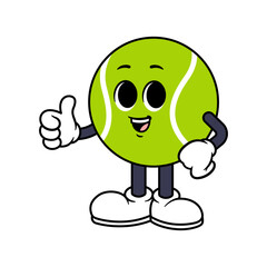 Vector Tennis Ball Character Thumbs Up