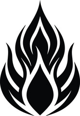 Black and white fire flames on white background