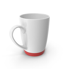 White Ceramic Mug with Red Bottom Accent isolated on transparent background