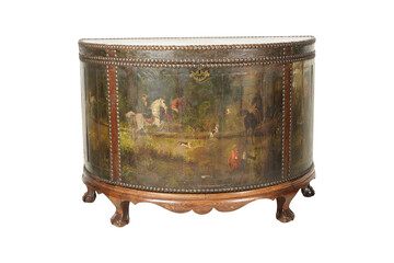 old wooden box  Antique Demilune Chest,