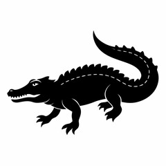Crocodile Silhouette Design A vector illustration of a crocodile in silhouette perfect for wildlife nature or reptile themed projects on
