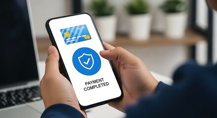 Secure online payment confirmation displayed on a mobile phone screen