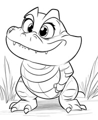 Fototapeta premium Coloring for children and adults, coloring of the animal world, crocodile.