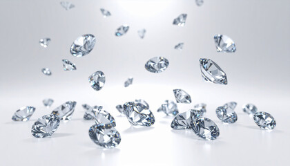 Cascade of shimmering diamonds, each miniature star, rests on pristine white surface, creating dazzling display of light and elegance