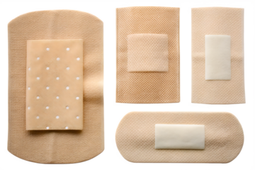 Assorted medical adhesive bandages isolated on a white background png ai generated
