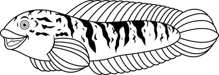 Snakehead fish channa line art