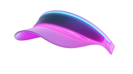 Sun visor icon in bright neon 3D style, floating above white background, PNG
