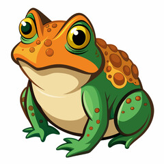Illustration of a Green Toad on a White Background Featuring Detailed Textures and a Clean Simple Composition for Various Creative