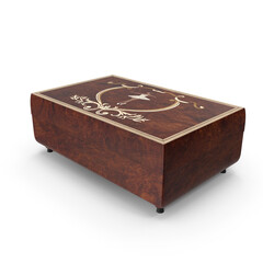 Vintage Wooden Musical Jewelry Box with Ballerina Design isolated on transparent background